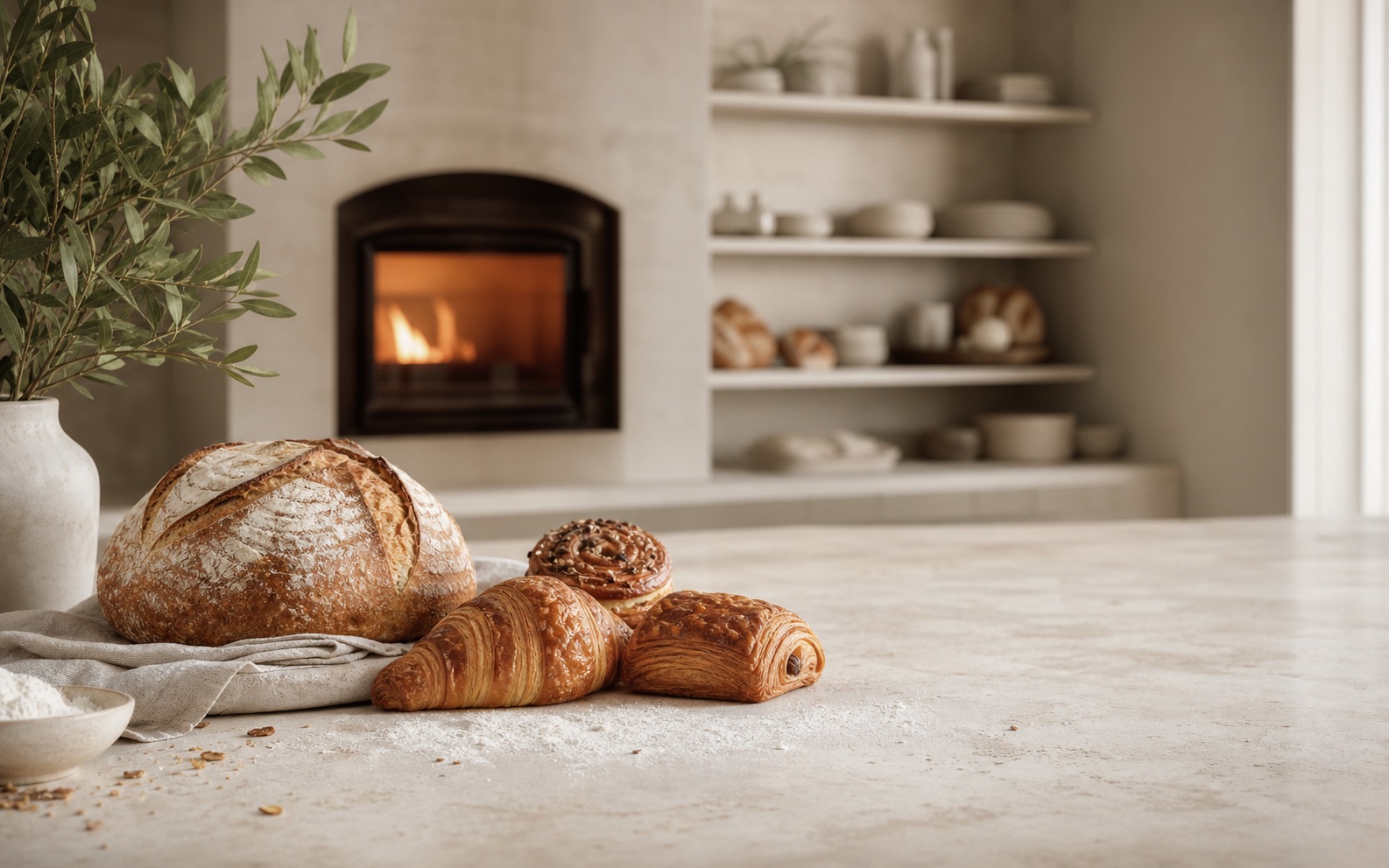 Editorial bakery concept image showing fresh baked goods